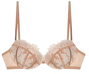 YAMAMAY, Reggiseno Push-up con Ferretto, Chantilly, Nudo, Donna