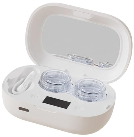 Xnuiasqe Ultrasonic Contact Eye Cleaning Case Rechargeable Portable Lens Washer Kit with Tools 360° Cleaning USB Charging