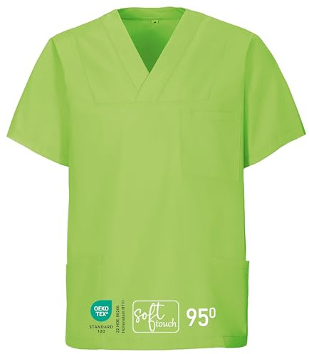 EXNER Medizinischer Schlupf-Kasack, OP-Kasack, Unisex, für Krankenpflege, Altenpflege, Farbe lemongreen, Größe 5XL