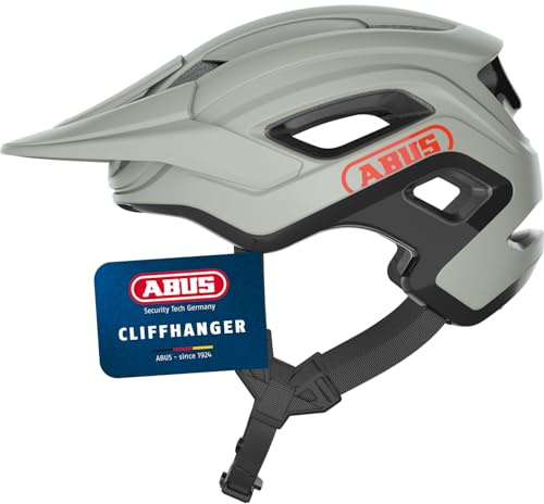 ABUS MTB-Helm Cliffhanger - Fahrradhelm für anspruchsvolle Trails - mit großen Lüftungsöffnungen und TriVider Riemensystem - Damen Herren - Grau, Größe M, Grau (Chalk Grey), M (54-58 cm)