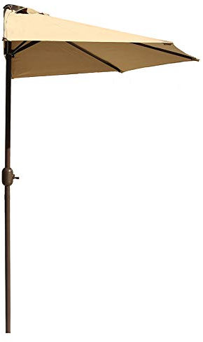 CLoxks Ombrellone,Mezzo tondo da esterno con manovella, diametro: 2,7 m/8,9 piedi, ombrellone da balcone con protezione solare con 5 stecche in acciaio