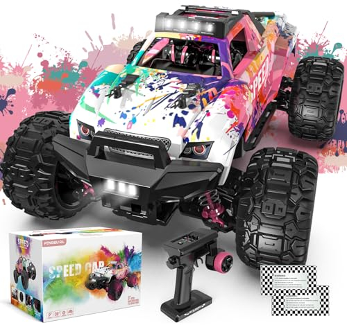 Ferngesteuertes Auto, 1/18 RC Auto Pink Offroad, 36+km/h 4WD Monster Truck Ferngesteuert, 2,4 GHz All Terrain Remote Control Car, Ferngesteuerte Autos Schnell für Erwachsene Kinder ab 6 8 9 10+ Jahre