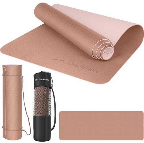 EliteAthlete Tapis yoga - Tapis de sport - Tapis fitness - Tapis de gymnastique antidérapant - Fitness Pilates - Tapis de gym - 183 x 61 x 0,6 cm - Tapis d'exercice avec sangle de transport + sac