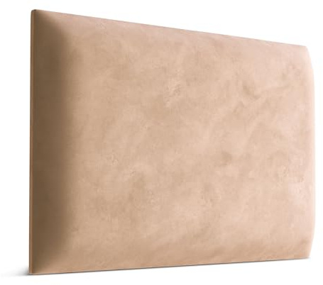 Muralo - Samt Wandkissen Stoff Polster-Paneel für Schlafzimmer Wohnzimmer Bett Wandpolster Bettkopfteil Lendekissen Modern Luxus Gepolstert Magic Velvet (Beige, 60 cm x 40 cm)