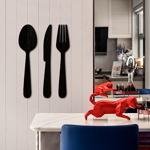 LIANDUN Decoración De Pared De Madera Cubiertos Decorativos De Pared De Madera Cuchara, Tenedor, Cuchillo, Decoración De Cocina Hecha A Mano, Decoración Para El Hogar(Color:C,Size:L)