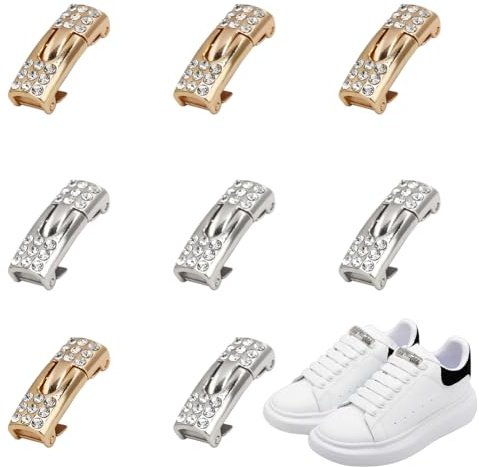 FINGERINSPIRE 4Pair Tieless Shoelace Buckle Light Gold Platinum Alloy