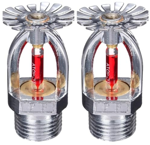 2 teste per irrigatore antincendio – NPT da 1/2 pollice, pendente 68 °C, rame cromato, risposta rapida K80 per fabbrica, centro commerciale, magazzino