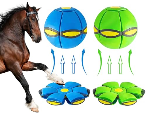 OOXYG 2PCS Horse Balls Toy, Herding Ball with 3 Lights for Horse, Horses Exercise Play Bouncing Ball for Dog Goat Sheep, Interactive Toy Reduce Anxiety Relieve Stress Green+Blue