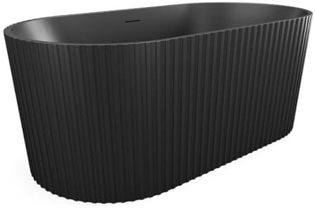 Vente-unique-Bañera exenta de acrílico - Negro mate - 230L - 170 x 80 x 58 cm - ALIENA