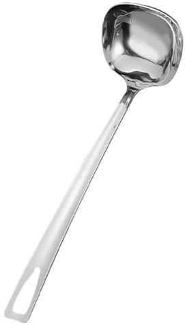 HOLIDYOYO Mestolo in Acciaio 316 Cucchiaio Per Zuppa Design Antiscivolo Schiumarola Quadrata Per Filtrare Zuppe e Salse Utensile Da Cucina e Ristorante