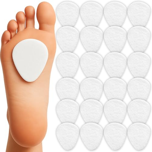benoo Felt Metatarsal Pads for Women (24 Pads) Ball of Foot Pain Cushions | Pain Relief for All Shoe Type, Mortons Neuroma, Full Day Comfort, One Size Fits All, High Heel Cushion Pads (1/4” Thick)