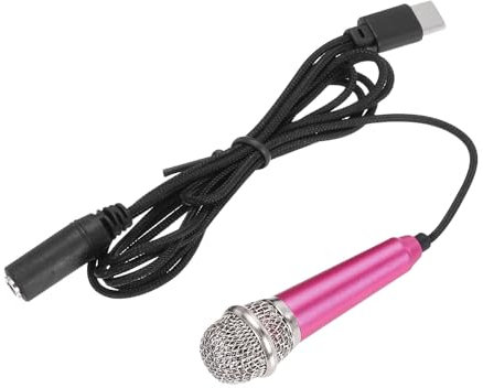 sourcing map 1 Pcs Mini Microphone, Mini Mic Tiny Microphone Phone Type C Mic Small Microphone for Record Phone Voice, Hot Pink