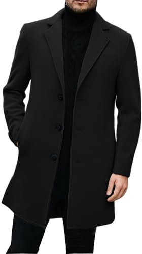 Celanisai Cappotto di lana da uomo lungo in lana Elgegant cappotto invernale tinta unita da uomo business cappotto lungo invernale da uomo cappotto da mezza stagione trench tinta unita cappotto
