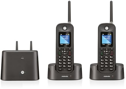 Motorola Voice O202 - Confezione di telefoni senza fili professionale a lungo raggio fino a 1 km, IP67, impermeabile e polvere, uso industriale, a mani libere, ricarica induttiva