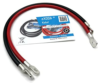 eXODA Batteriekabel Set 25 mm² 50cm mit M8 Kabelschuhen Rot Schwarz für Auto Boot Motorrad hohe Flexibilität 99 Prozent Kupfer für stabile Leistung und vielseitige Anwendung