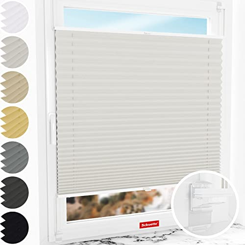 Schuette® Plissee ohne Bohren ● Thermo Kollektion: Spring Cloud (Grau) ● 80x230cm (Breite x Höhe) ● Suprafix Faltrollo Klemmfix 2.0 Rollo ● 60 Sekunden Plisseerollo Montage inkl. Video
