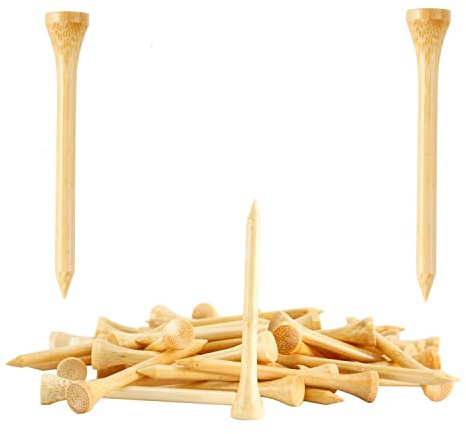 SHKIBY 250 Pcs Professional Bamboo Golf Tees 3-1/4 Inch - Stronger Than Wooden Golf Tee Biodegradable & Less Friction