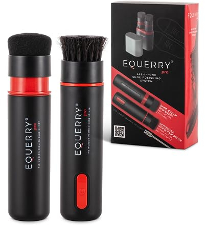 Equerry Electric Shoe Brush & Polishing Kit 2pc Set, Shoe Care Kit with Black Shoe Shine, Soft Shoe Cleaning Set with Premium Sponge & Horsehair for Leather Shoes Bags Boots