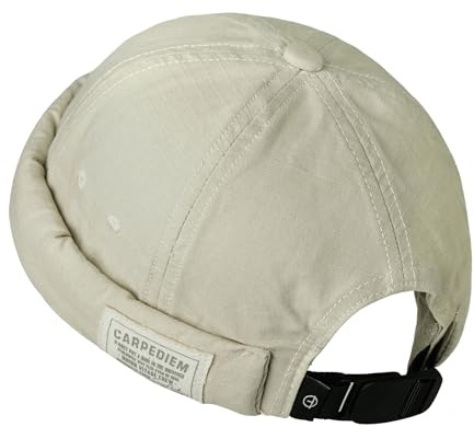 CLAPE Cotone Docker cap Cappello Senza Visiera Cappello Docker Uomo Cappellino da Portuale Berretto da Marinaio per Uomo Regolabile Beige GD43
