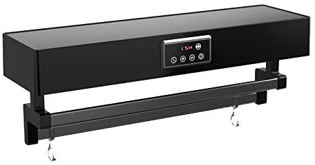 QL Toallero Eléctrico Inteligente con Desinfección UV y Secado Rápido 500W,Calentador de Toallas 60CM,Seca Toallas para Baño y Cocina,Negro