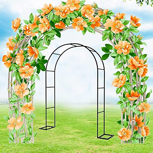 Zwpily Arcos De Rosas para Bodas, Arco De Metal para Exteriores, Arco De Jardín Blanco/Negro con Base, Pérgola De Metal para Jardines, Villas, Patios, Ancho Lateral: 40cm,Negro,W3.5mxH2.2m