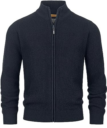 Indicode Herren INLayton Strickjacke mit Stehkragen und Reißverschluss | Cardigan Feinstrickjacke für Männer Navy, L