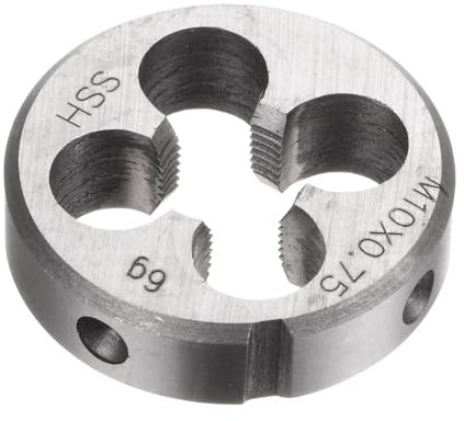 QUARKZMAN Filières à Fileter Rondes, Filetage Métrique M10 x 0.75 (Droite), Acier Rapide (HSS) Outil de Réparation de Filière de Coupe de Vis