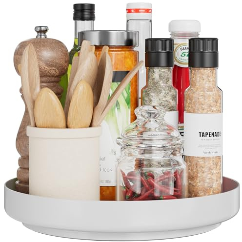 Portaspezie Lazy Susan 360° Roterande Metallorganisator 28 cm Vit