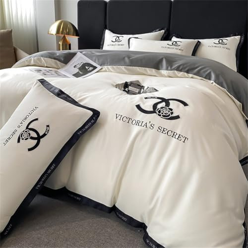 SUCHETA Seide Bett Vierteilig Gewaschene Laken Kopfkissenbezüge Einfarbig Bettbezug Doppelbett Hotel Heimtextil Verformungsfrei und Knitterfrei