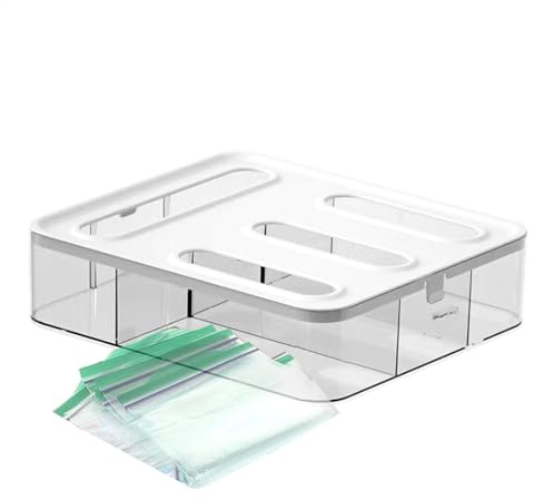 Organizer trasparente per cassetti della cucina, contenitori per alimenti per cassetti, organizer per sacchetti da cucina, adatti per galloni, quarti, panini e snack