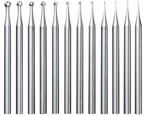Set di 12 frese con sfere rotonde – Fresa per la creazione di gioielli con fusto 3/32, punte rotonde per incisione a forma di sfera