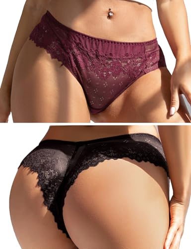 comeondear Stringtanga i spets för damer, sexig stringtrosa, hipstertrosor med medelhög midja, ventilerande trosa, antibakteriella stringtrosor, sexiga underkläder | Tanga Chic heta damunderkläder erotiska underkläder brasilianska andningsbara stretch underkläder set med 1/2/3