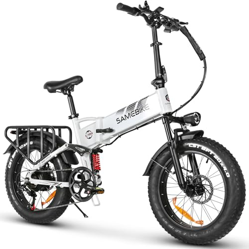 SAMEBIKE RSA02 PRO E Bike Bicicleta eléctrica plegable para hombre con 20 x 4,0 pulgadas, 48 V/15 Ah, batería extraíble, largo alcance hasta 150 km/110 KM, suspensión completa, 7 velocidades