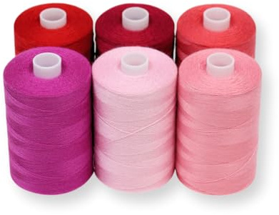 BlesSew Sewing Thread in Red Colour Tones – 6 Spools of Polyester Thread for Sewing Machine for Beginners, Hand Stitching & Quilting - 1000 yds per Spool