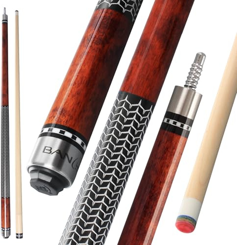 Banly Pool Cue Stick - 58 Canadian Maple Pool Cue 12.5mm Low-Deflection Pool Stick for Adult, Piano Lacquer Finish Professional Billiard Cue Stick - Brown