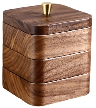 Vnook Scatola portastuzzicadenti in legno, contenitore cotton fioc, con coperchio, dispenser filo interdentale, impilabile, durevole, for cucina di casa, gadget decorativo ristoranti(9.6x9.6x12cm)