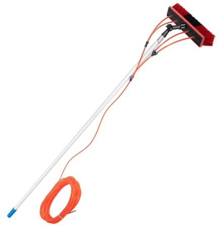 Detergente per pannelli solari, per la pulizia dei pali, set di attrezzi per la pulizia delle finestre, asta telescopica 3 in 1, 24 m, per pannelli in PVC, collegamento dell'acqua, facile da