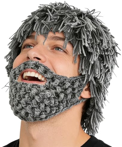 Generico Cappello con Barba Cappello Invernale a Maglia Stile Punk