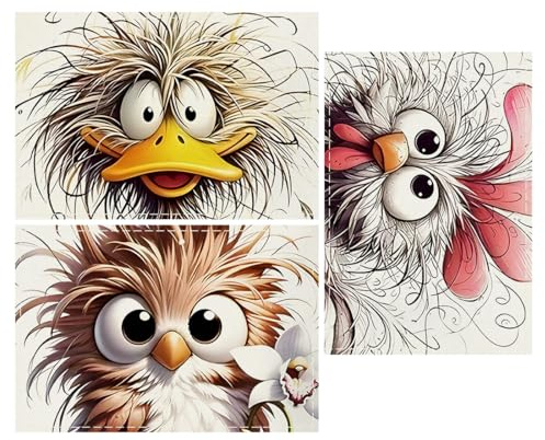 WUFKOP Set di 3 Tovagliette Americane con Disegni Astratti di Animali, Tovagliette Lavabili per Tavola Anti-Macchia e Decorazione Moderna, per Colazione, Pranzo e Cena