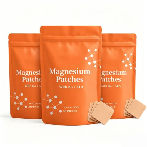 Magnesiumplåster, med vitamin B12 och alfaliponsyra, för muskelfunktion, 30 tal,3PCS