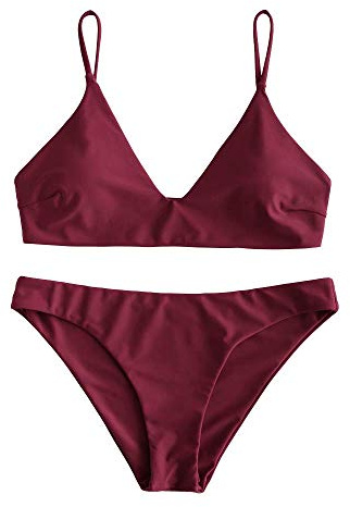 ZAFUL Bikini da Donna in 2 Pezzi Costume da Bagno Foglia Tropicale Bralette Imbottita