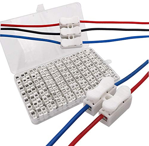 Senven 63Pcs Conector Cable Resorte, Bloque de Terminal Rápido de Resorte 10A, Iluminación, Fuente de Alimentación y Conexión de Cableado del Automóvil – 56Pcs CH2 + 7Pcs CH3.