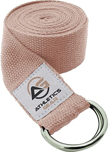 Cintura da yoga con fibbia ad anello a D in metallo, lunghezza 1,8 m e larghezza 3,8 cm, realizzata in cotone resistente per allungare e flessibilità (naturale)
