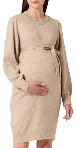 MAMALICIOUS Damen Mlnewanne L/S Abk Knit A. Noos Dress, Natural Melange, L EU