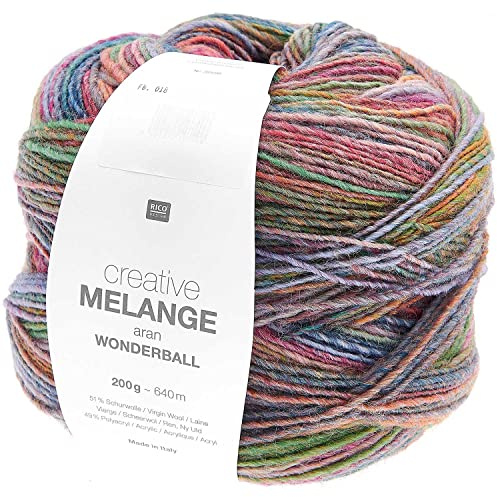 Rico Design Creative Melange Aran Wonderball lachs-petrol Farbe 18, Farbverlaufswolle Nadelstärke 5 mm zum Stricken oder Häkeln, Wolle 200g Knäuel