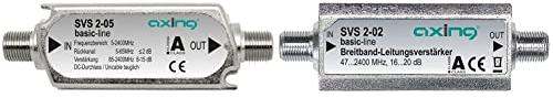 Axing SVS 2-05 Satelliten-Leitungsverstärker Inline Breitband (15 dB, 85-2400 MHz) & SVS 2-02 Satelliten-Leitungsverstärker Inline Breitband (20 dB, 47-2400 MHz)