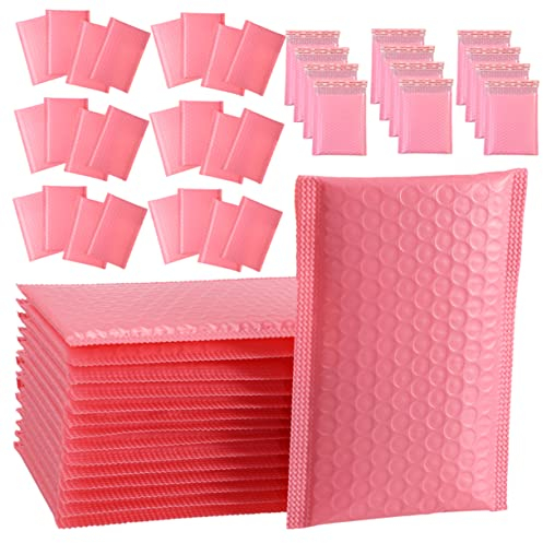 YARNOW Luftpolstertaschen Versandumschläge Gepolsterte Versandtaschen Rosa 60 Stück Reißfest und Durchstoßfest Selbstklebende Verpackungstaschen für Versand Geschenke 11X15 4cm