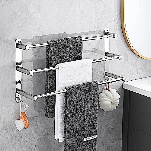 HONPHIER Einziehbar Handtuchhalter 43-78CM Edelstahl Handtuchhalter Bad Handtuchstange Wand-handtuchhalter mit Schrauben, Handtuchablage für Badezimmer Küchen Toilette (Silber, 3-Schicht)