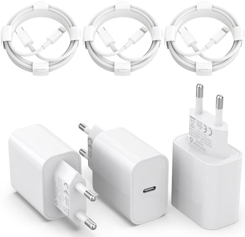 [MFi Certified] 25W USB C Ladegerät,3er Pack iPhone Ladegerät und 2M iPhone Ladekabel*3, PD 3.0 USB C Schnellladegerät iPhone auf Lightning Kabel 2M für iPhone 14 Pro Max 13 12 11 XS SE iPad
