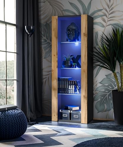 Komodee Vitrine Tivoli A1 Noir/Wotan 55x159x35 cm